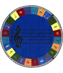 Joy Carpets Kid Essentials Multi Note Worthy (Elementary) 7ft. 7in. Round Rug