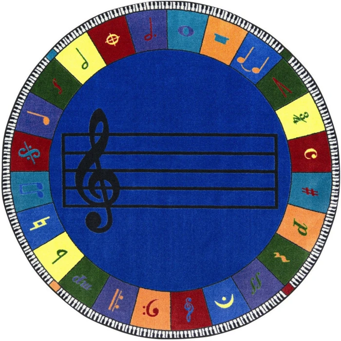 Joy Carpets Kid Essentials Multi Note Worthy (Elementary) 7ft. 7in. Round Rug