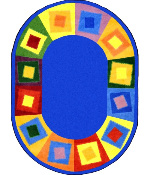 Joy Carpets Kid Essentials Brights Off Balance 7ft.8in. x 10ft.9in. Oval Rug