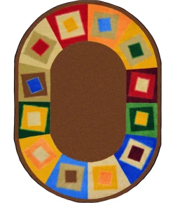 Joy Carpets Kid Essentials Neutrals Off Balance 5ft.4in. x 7ft.8in. Oval Rug