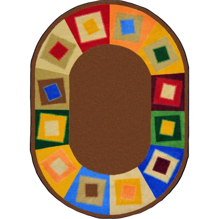 Joy Carpets Kid Essentials Neutrals Off Balance 7ft.8in. x 10ft.9in. Oval Rug
