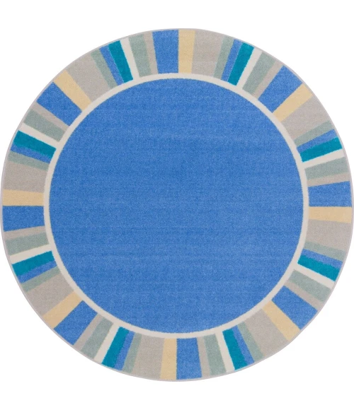 Joy Carpets Kid Essentials Light Blue Off the Cuff 5ft.4in. Round Rug