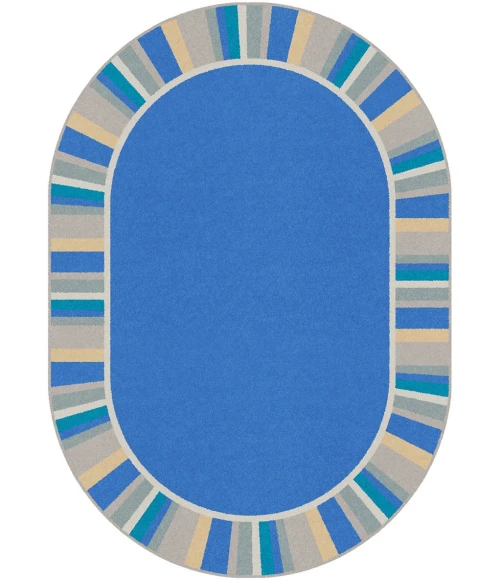 Joy Carpets Kid Essentials Light Blue Off the Cuff 3ft.10in. x 5ft.4in. Oval Rug