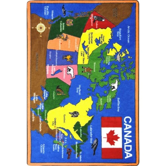 Joy Carpets Kid Essentials Multi Oh Canada 7ft.8in. x 10ft.9in. Rect. Rug