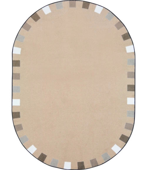 Joy Carpets Kid Essentials Neutrals On the Border 5ft.4in. x 7ft.8in. Oval Rug