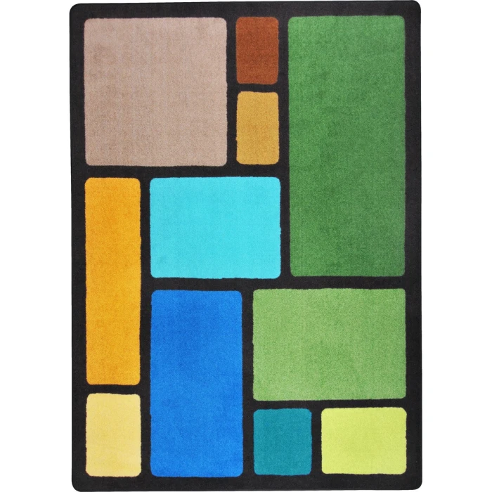 Joy Carpets Kid Essentials Earthtone Our Block 7ft.8in. x 10ft.9in. Rect. Rug