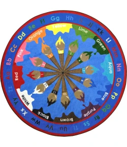Joy Carpets Kid Essentials Multi Paint & Learn 5ft.4in. Round Rug