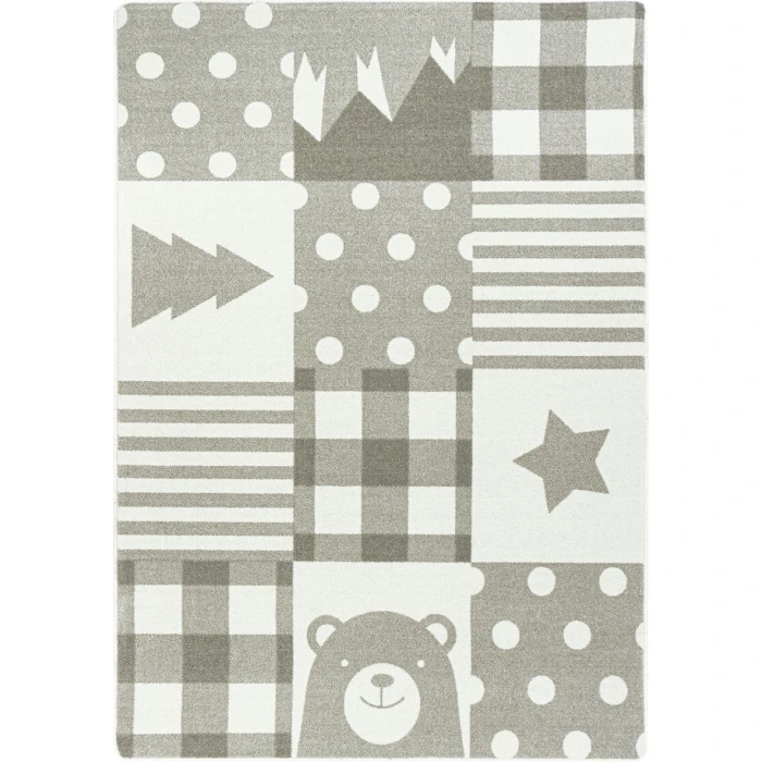 Joy Carpets Claremont Kids Linen Patchwork Boy 5ft.4in. x 7ft.8in. Rect. Rug