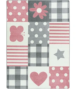 Joy Carpets Claremont Kids Blush Patchwork Girl 3ft.10in. x 5ft.4in. Rect. Rug