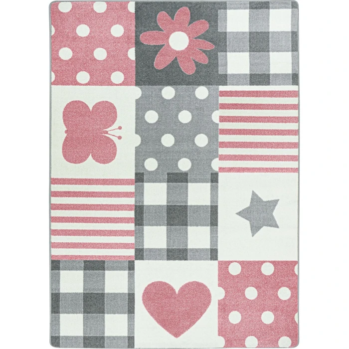 Joy Carpets Claremont Kids Blush Patchwork Girl 5ft.4in. x 7ft.8in. Rect. Rug