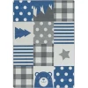 Joy Carpets Claremont Kids Blue Skies Patchwork Boy 5ft.4in. x 7ft.8in. Rect. Rug