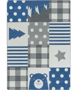 Joy Carpets Claremont Kids Blue Skies Patchwork Boy 3ft.10in. x 5ft.4in. Rect. Rug