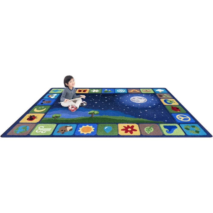 Joy Carpets Kid Essentials Multi Peaceful Planet 5ft. 4in. x 7ft. 8in. Rect. Rug