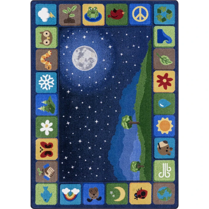 Joy Carpets Kid Essentials Multi Peaceful Planet 5ft. 4in. x 7ft. 8in. Rect. Rug