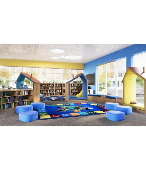 Joy Carpets Kid Essentials Multi Peaceful Readers 5ft.4in. x 7ft.8in. Rect. Rug