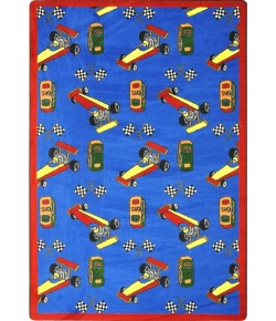 Joy Carpets Playful Patterns Blue Pit Stop 5ft.4in. x 7ft.8in. Rect. Rug
