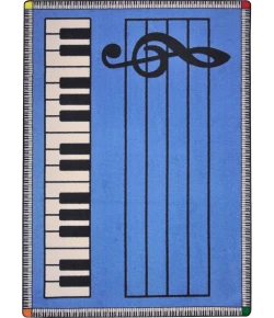 Joy Carpets Kid Essentials Blue w/ keys Play Along 13ft.2in. Round Rug