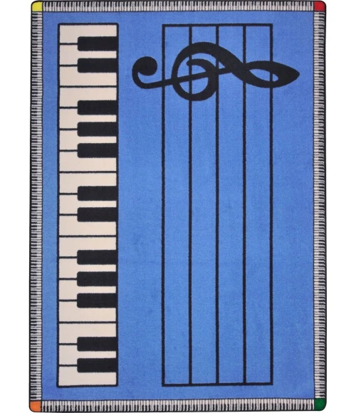 Joy Carpets Kid Essentials Blue w/ keys Play Along 13ft.2in. Round Rug
