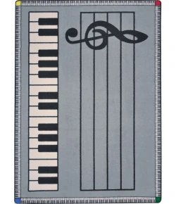 Joy Carpets Kid Essentials Gray w/ keys Play Along 13ft.2in. Round Rug