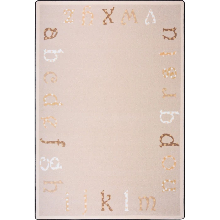 Joy Carpets Kid Essentials Beige Polka Dot ABC 5ft.4in. x 7ft.8in. Rect. Rug