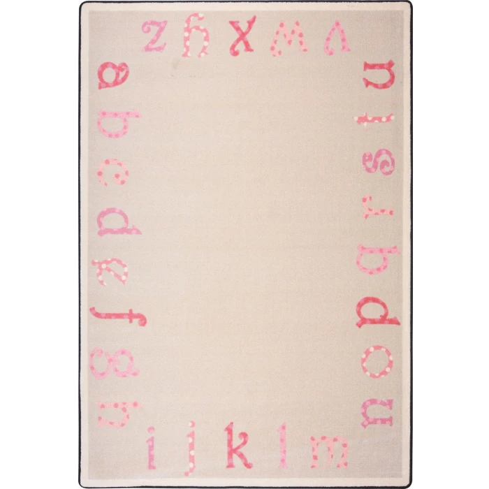 Joy Carpets Kid Essentials Pink Polka Dot ABC 5ft.4in. x 7ft.8in. Rect. Rug