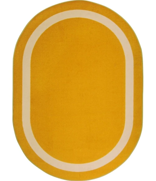Joy Carpets Kid Essentials Goldenrod Portrait 5ft.4in. x 7ft.8in. Oval Rug