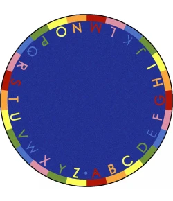 Joy Carpets Kid Essentials Primary Rainbow Alphabet 13ft.2in. Round Rug