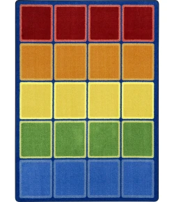 Joy Carpets Kid Essentials Multi Rainbow Blocks 5ft. 4in. x 7ft. 8in. Rect. Rug