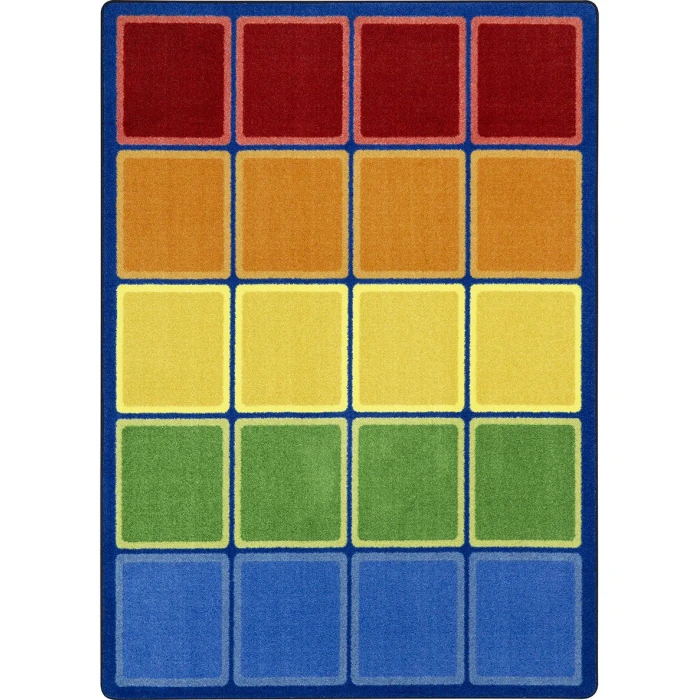 Joy Carpets Kid Essentials Multi Rainbow Blocks 5ft. 4in. x 7ft. 8in. Rect. Rug