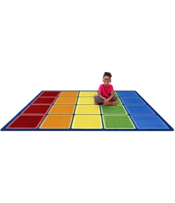 Joy Carpets Kid Essentials Multi Rainbow Blocks 5ft. 4in. x 7ft. 8in. Rect. Rug