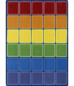 Joy Carpets Kid Essentials Multi Rainbow Blocks 10ft. 9in. x 13ft. 2in. Rect. Rug