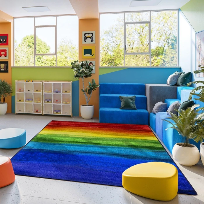 Joy Carpets Kid Essentials Rainbow Rainbow Magic 5ft.4in. x 7ft.8in. Rect. Rug