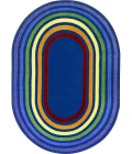 Joy Carpets Kid Essentials Multi Rainbow Rings 5ft.4in. x 7ft.8in. Oval Rug