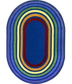 Joy Carpets Kid Essentials Multi Rainbow Rings 7ft.8in. x 10ft.9in. Oval Rug