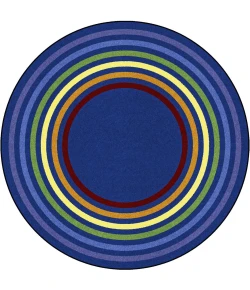 Joy Carpets Kid Essentials Multi Rainbow Rings 5ft.4in. Round Rug