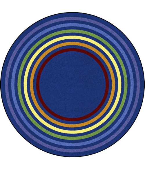 Joy Carpets Kid Essentials Multi Rainbow Rings 5ft.4in. Round Rug