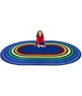 Joy Carpets Kid Essentials Multi Rainbow Rings 5ft.4in. x 7ft.8in. Oval Rug
