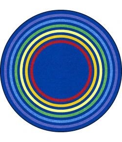 Joy Carpets Kid Essentials Multi Rainbow Rings 7ft.7in. Round Rug