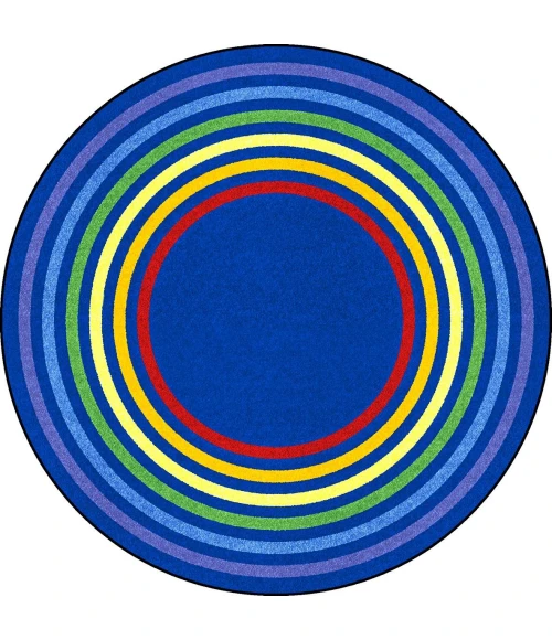 Joy Carpets Kid Essentials Multi Rainbow Rings 7ft.7in. Round Rug