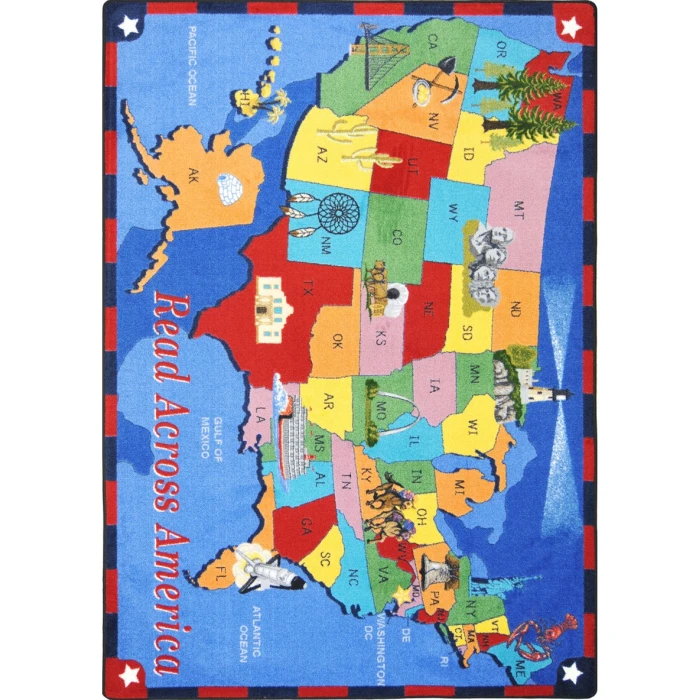 Joy Carpets Kid Essentials Multi Read Across America 7ft.8in. x 10ft.9in. Rect. Rug