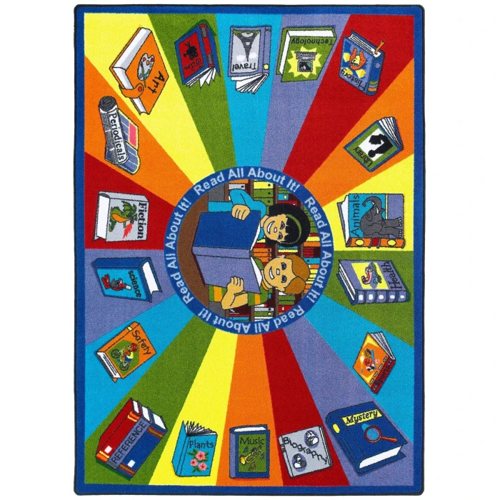 Joy Carpets Kid Essentials Multi Read All About It 10ft.9in. x 13ft.2in. Rect. Rug