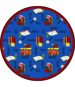 Joy Carpets Kid Essentials Multi Read the Word 7ft.7in. Round Rug