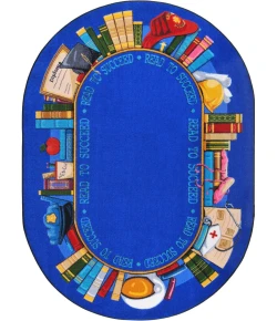 Joy Carpets Kid Essentials Multi Read to Succeed 5ft.4in. x 7ft.8in. Oval Rug