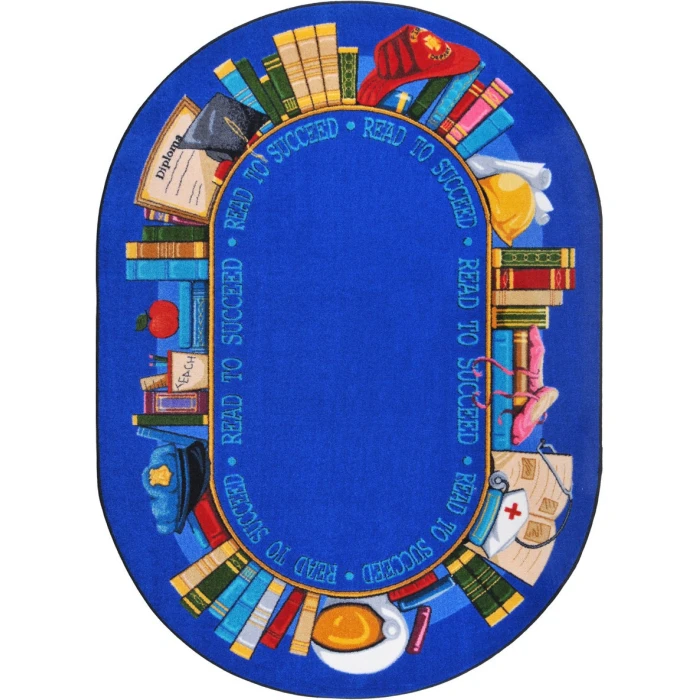 Joy Carpets Kid Essentials Multi Read to Succeed 5ft.4in. x 7ft.8in. Oval Rug