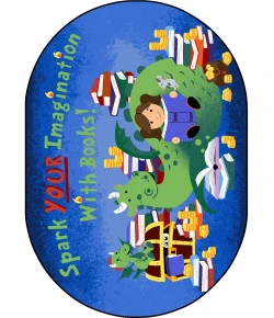 Joy Carpets Kid Essentials Multi Reading Cave 7ft.8in. x 10ft.9in. Oval Rug
