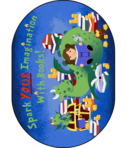 Joy Carpets Kid Essentials Multi Reading Cave 5ft.4in. x 7ft.8in. Oval Rug