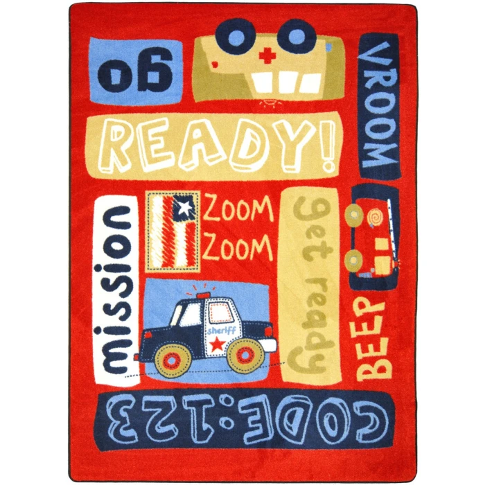 Joy Carpets Kid Essentials Multi Ready, Set, Go! 3ft.10in. x 5ft.4in. Rect. Rug