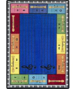 Joy Carpets Kid Essentials Multi Recorderific 5ft. 4in. x 7ft. 8in. Rect. Rug