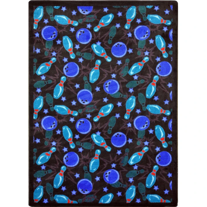 Joy Carpets Games People Play Cool Blue Retro Bowl 3ft.10in. x 5ft.4in. Rect. Rug