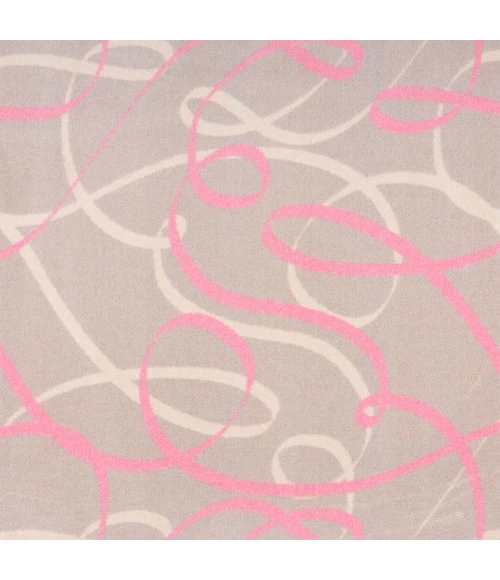 Joy Carpets Playful Patterns Pink Ribbons 7ft.8in. x 10ft.9in. Rect. Rug